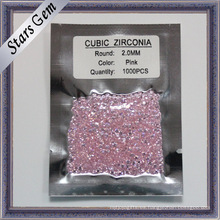 Zirconia cúbica de la forma redonda rosada del color 1.0-3.0mm para la joyería